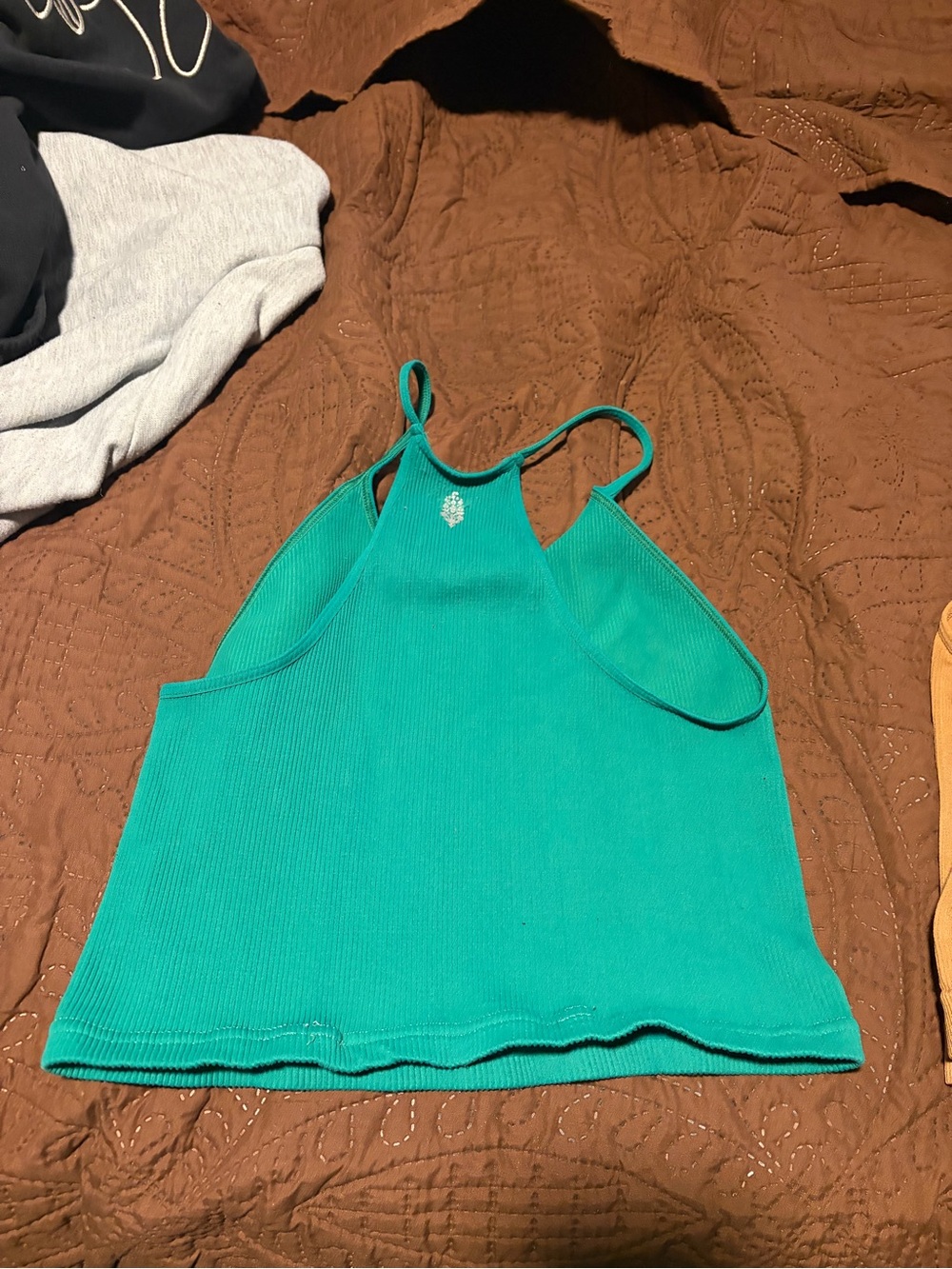 FP Movement by Free People Green Ribbed High-Neck Halter Cami